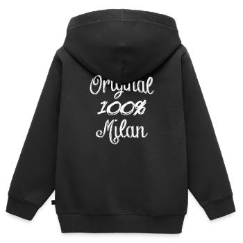 Original 100% Milan - Kinder Premium Organic Zip Hoodie - Schwarz - Hinten - AI Model Kid Male (0cm)