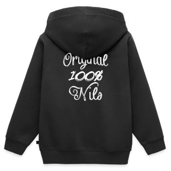 Original 100% Nils - Sweat Premium à capuche zippé enfant bio - noir - Dos - AI Model Kid Male (0cm)