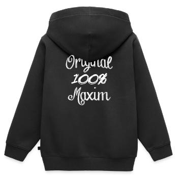Original 100% Maxim - Kinder Premium Organic Zip Hoodie - Schwarz - Hinten - AI Model Kid Male (0cm)