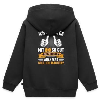 30 Geburtstag 30 Jahre 30 Lebensjahr 30 Lebenalter - Kinder Premium Organic Zip Hoodie - Schwarz - Hinten - AI Model Kid Male (0cm)