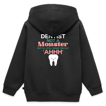 Drôle de dentiste - Sweat Premium à capuche zippé enfant bio - noir - Dos - AI Model Kid Male (0cm)