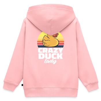 Vintage Femmes Canard Rétro Crazy Rubber Duck Lad - Sweat Premium à capuche zippé enfant bio - rose - Dos - AI Model Kid Female (0cm)