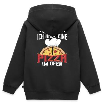 Pizza keine Zeit habe ein Pizza im Ofen - Kinder Premium Organic Zip Hoodie - Schwarz - Hinten - AI Model Kid Male (0cm)