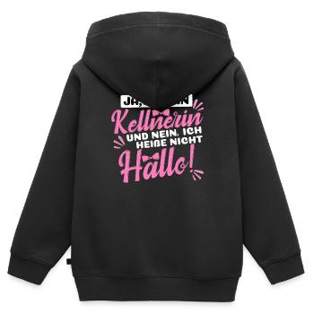 Kellnerin Restaurantfachfrau Gastronomie - Kinder Premium Organic Zip Hoodie - Schwarz - Hinten - AI Model Kid Male (0cm)