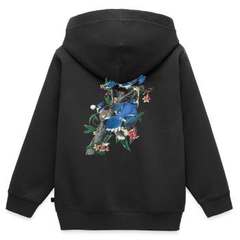 Audubon Blue Jay - Sweat Premium à capuche zippé enfant bio - noir - Dos - AI Model Kid Male (0cm)