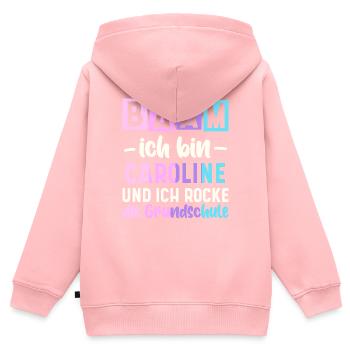 Name Caroline Geschenk Grundschule - Kinder Premium Organic Zip Hoodie - Rosa - Hinten - AI Model Kid Female (0cm)