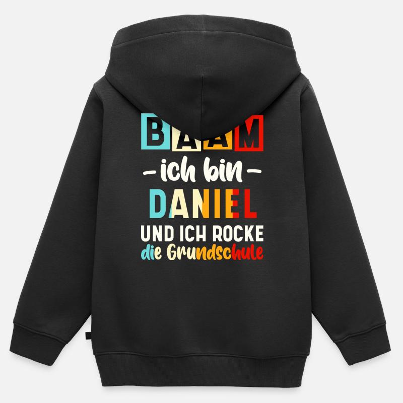 Name Daniel Spruch - Kinder Premium Organic Zip Hoodie - Schwarz