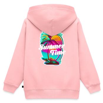 Sommerzeit - Strand und Sommer - Kinder Premium Organic Zip Hoodie - Rosa - Hinten - AI Model Kid Female (0cm)
