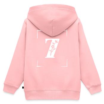 number 7 initial - Kids Premium Organic Zip-up Hoodie - rose - Back - AI Model Kid Female (0cm)