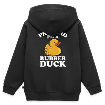 Cute Pretend I'm A Rubber Duck Yellow Bath Duckie - Kinder Premium Organic Zip Hoodie - Schwarz - Hinten - AI Model Kid Male (0cm)