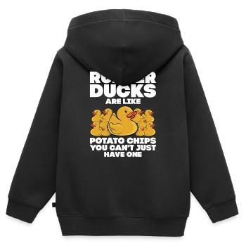 Rubber Ducks Are Like Potato Chips Funny Duckie Du - Kinder Premium Organic Zip Hoodie - Schwarz - Hinten - AI Model Kid Male (0cm)