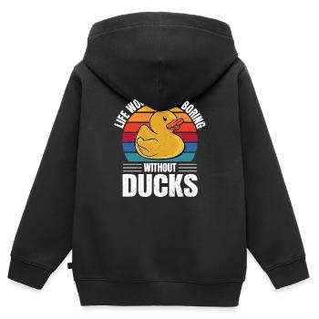 Vintage Life Would Be So Boring Without Rubber Duc - Kinder Premium Organic Zip Hoodie - Schwarz - Hinten - AI Model Kid Male (0cm)