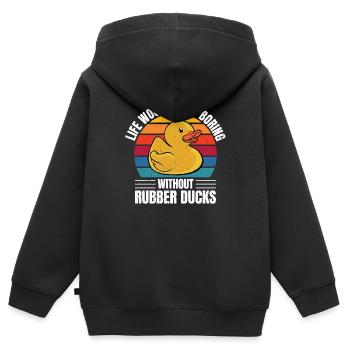 La vie de canard rétro serait si ennuyeuse sans frottement - Sweat Premium à capuche zippé enfant bio - noir - Dos - AI Model Kid Male (0cm)