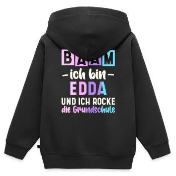 Name Edda Geschenk Grundschule - Kinder Premium Organic Zip Hoodie - Schwarz - Hinten - AI Model Kid Male (0cm)