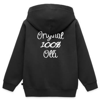 100% Original Olli - Kinder Premium Organic Zip Hoodie - Schwarz - Hinten - AI Model Kid Male (0cm)