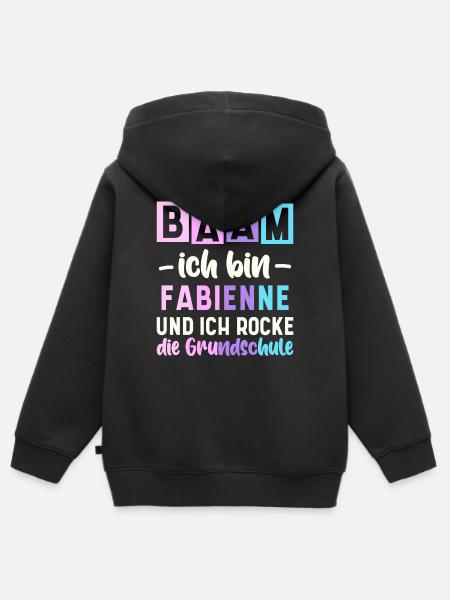 Name Fabienne Geschenk Grundschule - Kinder Premium Organic Zip Hoodie - Schwarz