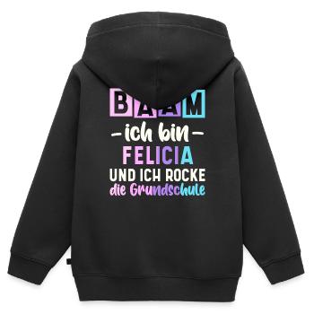Name Felicia Geschenk Grundschule - Kinder Premium Organic Zip Hoodie - Schwarz - Hinten - AI Model Kid Male (0cm)