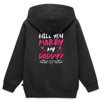 Will You Marry My Daddy Proposal - Kids Premium Organic Zip-up Hoodie - black - Back - AI Model Kid Male (0cm)