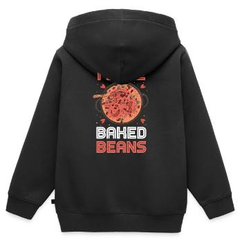 J’adore les amateurs de nourriture de fèves au lard - Sweat Premium à capuche zippé enfant bio - noir - Dos - AI Model Kid Male (0cm)