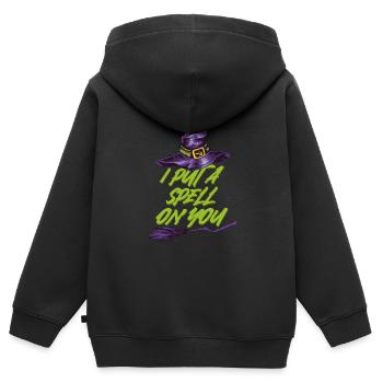 Sorcière d’Halloween Je t’ai jeté un sort - Sweat Premium à capuche zippé enfant bio - noir - Dos - AI Model Kid Male (0cm)