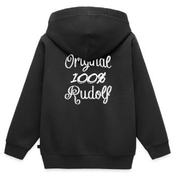Original 100% Rudolf - Sweat Premium à capuche zippé enfant bio - noir - Dos - AI Model Kid Male (0cm)