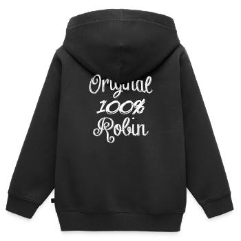 Original 100 % Robin - Sweat Premium à capuche zippé enfant bio - noir - Dos - AI Model Kid Male (0cm)