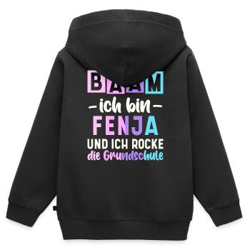 Name Fenja Geschenk Grundschule - Kinder Premium Organic Zip Hoodie - Schwarz - Hinten - AI Model Kid Male (0cm)
