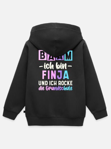 Name Finja Geschenk Grundschule - Kinder Premium Organic Zip Hoodie - Schwarz