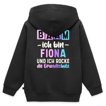 Name Fiona Geschenk Grundschule - Kinder Premium Organic Zip Hoodie - Schwarz - Hinten - AI Model Kid Male (0cm)
