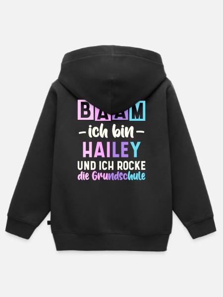 Name Hailey Geschenk Grundschule - Kinder Premium Organic Zip Hoodie - Schwarz