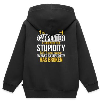 Charpentier Je ne peux pas réparer la stupidité - Sweat Premium à capuche zippé enfant bio - noir - Dos - AI Model Kid Male (0cm)