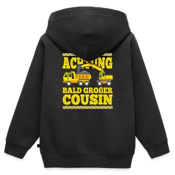 Ich Werde Großer Cousin Kipplaster Bagger Cousin - Kinder Premium Organic Zip Hoodie - Schwarz - Hinten - AI Model Kid Male (0cm)