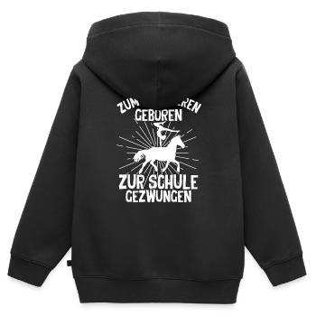 Voltigieren Reiten Pferd Spruch Reiter Reitverein - Kinder Premium Organic Zip Hoodie - Schwarz - Hinten - AI Model Kid Male (0cm)