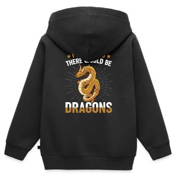 Qu’il y aurait Dragon Renaissance Fair - Sweat Premium à capuche zippé enfant bio - noir - Dos - AI Model Kid Male (0cm)