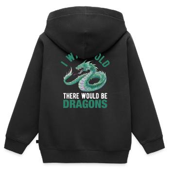 Qu’il y aurait Dragon Renaissance Fair - Sweat Premium à capuche zippé enfant bio - noir - Dos - AI Model Kid Male (0cm)