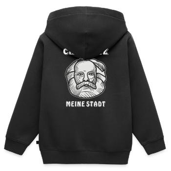 CHEMNITZ MA VILLE - Sweat Premium à capuche zippé enfant bio - noir - Dos - AI Model Kid Male (0cm)