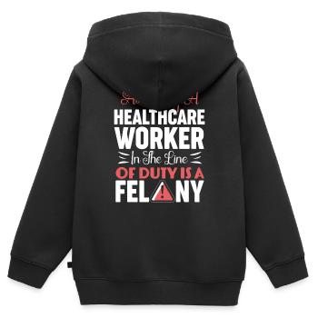 Angriff auf ein Verbrechen im Gesundheitswesen - Kinder Premium Organic Zip Hoodie - Schwarz - Hinten - AI Model Kid Male (0cm)