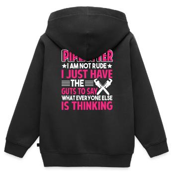 Pipefitter Pipefitter I Am Not Rude - Kids Premium Organic Zip-up Hoodie - black - Back - AI Model Kid Male (0cm)