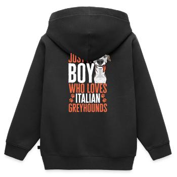 Lévrier italien Greyhound Chiens - Sweat Premium à capuche zippé enfant bio - noir - Dos - AI Model Kid Male (0cm)
