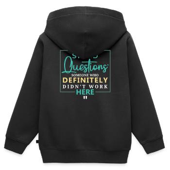 Commentaire ironique d’un collègue sarcastique - Sweat Premium à capuche zippé enfant bio - noir - Dos - AI Model Kid Male (0cm)