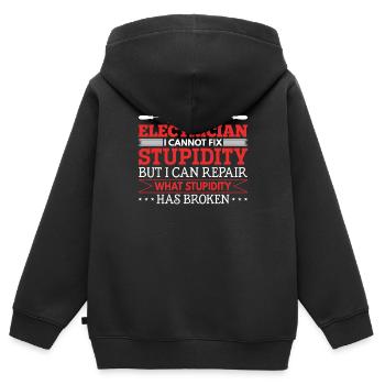 Électricien Je ne peux pas réparer la stupidité - Sweat Premium à capuche zippé enfant bio - noir - Dos - AI Model Kid Male (0cm)