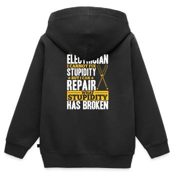 Électricien Je ne peux pas réparer la stupidité - Sweat Premium à capuche zippé enfant bio - noir - Dos - AI Model Kid Male (0cm)