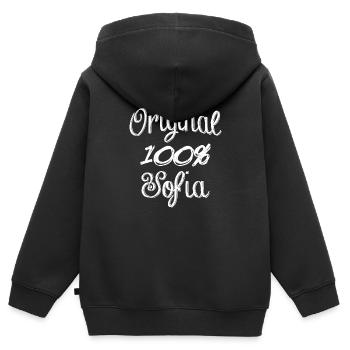 Original 100% Sofia - Sweat Premium à capuche zippé enfant bio - noir - Dos - AI Model Kid Male (0cm)