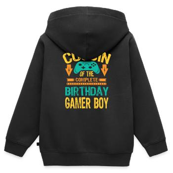 First Second Cousin Of the Birthday Gamer Boy gift - Kids Premium Organic Zip-up Hoodie - black - Back - AI Model Kid Male (0cm)