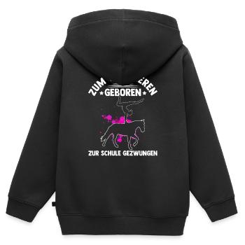 Voltigieren Reiten Pferd Spruch Reiter Reitverein - Kinder Premium Organic Zip Hoodie - Schwarz - Hinten - AI Model Kid Male (0cm)