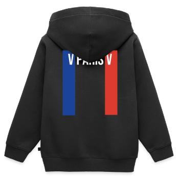 Paris V - Kinder Premium Organic Zip Hoodie - Schwarz - Hinten - AI Model Kid Male (0cm)