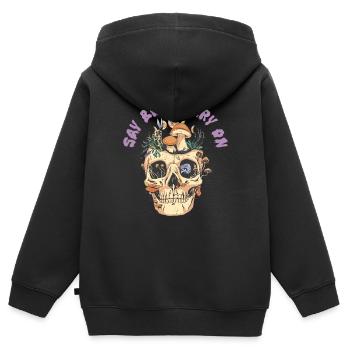 Sag Buh gruselig an lustigem Halloween - Kinder Premium Organic Zip Hoodie - Schwarz - Hinten - AI Model Kid Male (0cm)