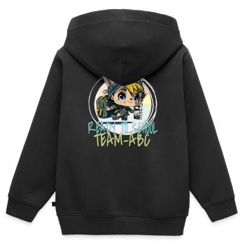 School beginner little elf with school bag Team ABC - Kids Premium Organic Zip-up Hoodie - black - Back - AI Model Kid Male (0cm)