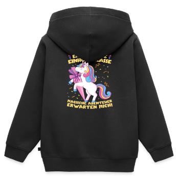 Erste Klasse Einhornklasse - Kinder Premium Organic Zip Hoodie - Schwarz - Hinten - AI Model Kid Male (0cm)