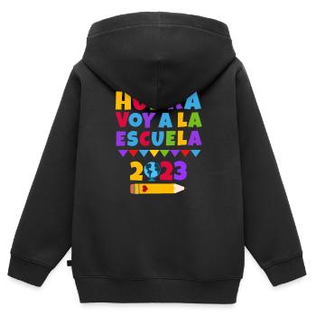 Hurra ich komme in die Schule Erstklässler - Kinder Premium Organic Zip Hoodie - Schwarz - Hinten - AI Model Kid Male (0cm)